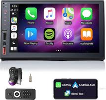Dvigubo DIN automobilinis radijas su belaidžiu "CarPlay" ir belaidžiu "Android Car", "Bluetooth" automobilinis radijas, automobilinis radijas su navigacija, 7 colių ekranas, RDS/AM/FM radijas, GPS, 7 LED spalvos, "Mirror Link", USB, įkrovimas