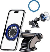 EKAM Automobilinis telefono laikiklis, suderinamas su "MagSafe" magnetiniu telefono laikikliu priekiniam stiklui ir prietaisų skydeliui, magnetinis telefono laikiklis automobiliui, skirtas "iPhone 16", "15 Pro Max Plus", "14", "13", "12 Mini