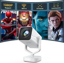 Elektrinis fokusas: Nešiojamasis namų kino projektorius Full HD 1080P palaiko "Bluetooth WiFi" 6 AKATUO Nešiojamasis išmanusis vaizdo projektorius telefonui/televizoriui