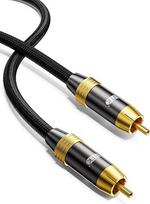 EMK žemų dažnių garsiakalbio kabelis RCA kabelis Skaitmeninis koaksialinis kabelis RCA su koaksialine 24K paauksuota jungtimi Aukščiausios kokybės RCA kabelis, skirtas garso kolonėlėms, garsiakalbiams, televizoriams, stiprintuvams (juodas - 2 m)
