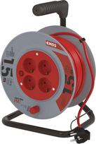 EMOS - Kabelio ritė 15 m - 4 "Schuko" lizdai - 230 V, 10 A, 2300 W - aukštos kokybės PVC izoliacija - H05VV-F3G 1,0 mm2 - apsauga nuo perkaitimo, ritės stabdys - IP20, skirta naudoti patalpose