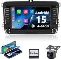 ESSGOO 4+64G belaidis CarPlay Android automobilinis radijas VW Golf MK5 MK6 Polo Caddy Passat Seat RCD330 RCD360, Android 15 Bluetooth radijas su 7 colių jutikliniu ekranu FM RDS GPS navigacija WiFi + AHD kamera