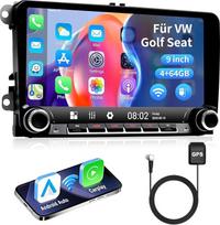 ESSGOO Android 14 automobilinis radijas VW Golf 5 6 Passat Polo Touran Tiguan Caddy T5 Seat - 9 colių jutiklinio ekrano automobilinis radijas su belaidžiu CarPlay ir Android Car, 4GB+64GB, FM/RDS Navi GPS, Bluetooth, 2Din