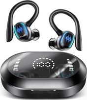 EUQQ belaidės ausinės, 50H "Bluetooth 5.3" ausinės su CVC triukšmą slopinančiu mikrofonu, gilaus boso belaidės ausinės, dvigubas LED ekranas, IPX7 atsparumas vandeniui, sportinės ausinės su ausų kabliukais bėgimui