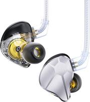 EZ EAR In-Ear Monitor CCZ BC04 HiFi ausinės DD ir BA dinaminiai garsiakalbiai, turtingi detalių kabelio ausinės IEM Deep Bass su 2 kontaktų nuimamu kabeliu telefonui, kompiuteriui, muzikai, žaidimams (sidabrinės spalvos, be mikrofono)