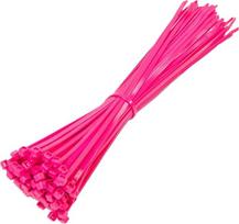 Fluorescenciniai kabelių raiščiai Nailono plastiko rožinės spalvos 100 200 mm x 4,8 mm