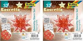 folia 409/1515 Amatų rinkinys Bascetta Star Graphic Red / Gold, 32 lapai, 15 x 15 cm, popierinės žvaigždės dydis apie 20 cm, su išsamia instrukcija (anglų kalba negarantuojama), idealiai tinka