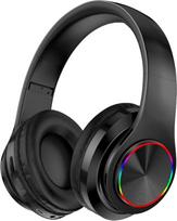 Fragolucyou Belaidės "Bluetooth" ausinės, spalvotos lemputės, didelė baterijos talpa, sulankstomos "Bluetooth 5.0", 10 m atstumas, stereofoninė aplinka, įmontuotas mikrofonas, patogiai pritvirtinamos prie ausų (juodos spalvos)