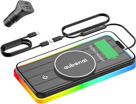 für MagSafe Auto Ladegerät Pad, 15W RGB magnetinis belaidis automobilinis įkroviklis Matte, automatinis magnetinis indukcinis įkroviklis su 70 cm USB-C jungtimi suderinamas su iPhone 16 15 14 13 12