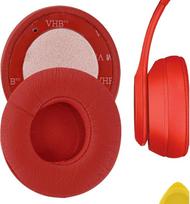 Geekria Earpads for Beats by Dr. Dre Solo3, Solo 3.0 On-Ear Wireless Headphones Replacement Ear Pad / Ear Cushion / Ear Cups / Ear Cover / Earpads Repair Parts (Red)