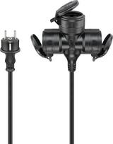 goobay 65437 Lauko 3 krypčių prailginimo kabelis / lauke naudojamas maitinimo kabelis / 3 "Schuko" lizdai su apsauginėmis sklendėmis (IP44) / TÜV patikrintas paskirstymo kabelis / 3680 W esant 250 V (AC) ir 16 A / 5 m