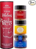 Hallingers Von Nikolaus - Kalėdinis 3 dalių dovanų rinkinys su arbata, uogiene ir prieskoniais - šventinis dovanų rinkinys, veganiškas (rinkinys) - Dovanų idėjos Kalėdų ir dovanų advento kalendorius