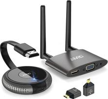 HDMI belaidis, belaidis HDMI siųstuvas ir imtuvas, dviejų ekranų belaidis HDMI 4K/5G, 164FT/50M ekrano permetimas į monitorių / projektorių, kelių kamerų gamyba, juoda