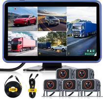 Hodozzy atbulinės eigos 5 kamerų rinkinys 10,1 colio IPS HD monitorius 5 padalytos galinės ir priekinės kameros plataus kampo vandeniui atspari naktinio matymo automobilio kabelio atbulinės eigos sistema 12V-36V sunkvežimiams, nameliams ant ratų ir prieka