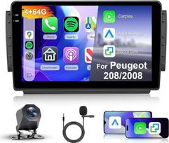 Hodozzy Automobilinis radijas 4G + 64G Peugeot 208/2008 2012-2018 Android 10 colių InCell jutiklinio ekrano automobilinis radijas Navigacija Carplay Belaidis Android automobilinis radijas 2 DIN Bluetooth DSP WiFi GPS radijas FM RDS atbuline eiga
