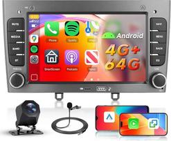 Hodozzy Carplay automobilinis radijas Peugeot 308 408 2007-2015 su USB USB-C, 7 colių Bluetooth 5.0 su Android Car/DSP/FM/RDS/SWC + atbulinės eigos kamera