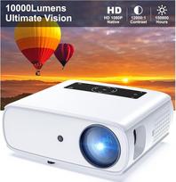 HOPVISION projektorius, 1080P Full HD, 4K namų kinas su 150 000 valandų, 350 colių ekranas Multimedijos projektorius su "Bluetooth" išmaniesiems telefonams/PC/Laptop/PS4/TV Stick/EXCEL/PPT