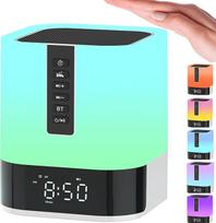 Įkraunamas "Bluetooth" garsiakalbis su šviesa, dienos šviesos žadintuvas su garso mašina ir laikmačiu, belaidis LED stalinis šviestuvas, reguliuojamas lietimu, 48 RGB spalvų keitimas, dovanos mergaitėms, vaikams, paaugliams