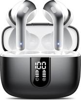 IKT "Bluetooth" ausinės, "In-Ear" ausinės, belaidės "Bluetooth 5.3" su 50H giliu bosu, sniego baltumo ir juodos spalvos