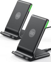 INIU belaidžio įkroviklio stovas [2 pakuotės], 15 W indukcinis greitojo įkrovimo stovas, belaidžio įkrovimo stotelė, mobiliojo telefono įkroviklis, skirtas "iPhone" 17 16 15 14 13 12 11 "Pro Max" "Samsung Galaxy S23 S22