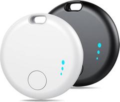 Išmanusis "Bluetooth" daiktų ieškiklis 2 pakuotės, raktų, bagažo, krepšių, piniginių, kuprinių ieškiklis, suderinamas su "iOS", IP67 vandeniui atsparus (juodas + baltas)