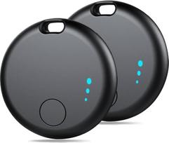 Išmanusis "Bluetooth" daiktų ieškiklis 2 pakuotės, raktų, bagažo, krepšių, piniginių, kuprinių ieškiklis, suderinamas su "iOS", IP67 vandeniui atsparus (juodas)