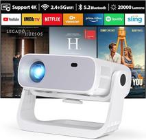 Išmanusis projektorius, integruotos programėlės, "Android 11", 1080P su 4K palaikymu, lizdinės paklaidos korekcija, "WiFi 6" ir "Bluetooth 5.2", 20 000 liumenų, namų kino projektorius, suderinamas su "iOS" / "Android" / PS5