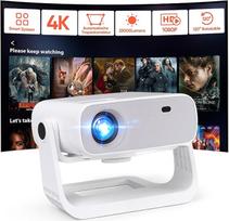 Išmanusis projektorius, integruotos programos, "Full HD 1080P" su 4K palaikymu, 25000 liumenų, 4D trapecinio iškraipymo korekcija, namų kino 4K projektorius, suderinamas su "iOS" / "Android" / PS5