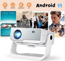 Išmanusis projektorius, palaikantis 4K, "Android 11", "Full HD 1080P", 28000 liumenų, "WiFi 6" ir BT 5.2, 120° reguliuojamas stovas, elektrinis fokusavimas, geometrijos korekcija, namų kino projektorius, skirtas "Switch"/PS5