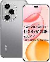 Išmanusis telefonas HONOR 400 Pro 5G 512GB/12GB RAM, 200MP itin ryški AI kamera, 6,7 colių AMOLED 120Hz 5000 nitų ekranas, "Snapdragon 8 Gen 3", 5170 mAh akumuliatorius, IP68 ir IP69, dvi SIM kortelės, NFC, "Android 15", pilkas