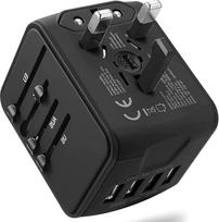 JMFONE kelioninis adapteris visame pasaulyje, kištukinis adapteris su 4 USB prievadais, universalus kelioninis kištukinis adapteris Europai, JAV, Jungtinei Karalystei, Japonijai, Meksikai, 160 šalių, tarptautinis pasaulio kištukas
