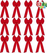 JOYIN 12 raudonų kalėdinių lankų Kalėdų vainiko lankai 26 colių ilgio ir 10 colių pločio Lauko kalėdiniai lankai eglutei, skirti vidaus lauko kalėdiniams papuošalams