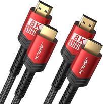 JSAUX 8K HDMI kabelis, 1 metro, 2 vnt., HDMI 2.1 kabelis, 48Gb/s didelės spartos HDMI kabelis, 4K @ 120Hz 144Hz, 8K @ 60Hz, HDCP 2.2 ir 2.3, HDR 10, eARC, suderinamas su nešiojamojo kompiuterio monitoriumi, UHD televizoriumi, PS5, PS4, Dolby Red