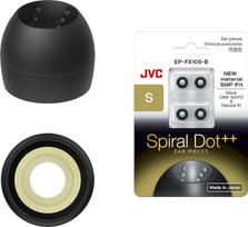 JVC EPFX10 spiralinių taškinių ausinių antgalių rinkinys - (4) ausų antgalių dydžiai nuo mažo iki didelio tinka daugeliui JVC modelių (mažas), juodas