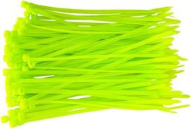 Kabelbinder-Shop Neoninės žalios spalvos 7,8 x 365 mm kabelių raiščiai I 100 vnt. pakuotė, atspari atmosferos poveikiui ir stabili, skirta naudoti patalpose ir lauke I Matomas renginių, klubų ir scenų kabelių organizavimas