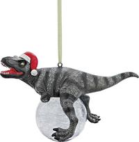 Kalėdų eglutės papuošalas - Blitzer the T Rex with Santa Hat Holiday Ornament: Trijų dalių rinkinys - dinozaurų figūrėlės
