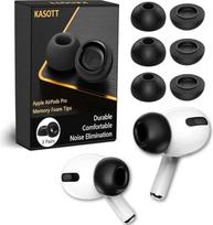KASOTT atminties putų ausų kištukai "AirPods Pro" 1-osios ir 2-osios kartos ausų kištukai, pakaitiniai ausų kištukai "Premium", puikiai slopina triukšmą, itin patogūs, neslystantys, tinka įkrovimo dėkle (L, juodi)