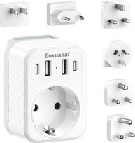 Kelioninis adapteris visame pasaulyje, kištukinis adapteris su 4 USB (2 USB-C), A/C/G/I/M/D tipo, tarptautinis kelioninis kištukinis universalus adapteris, skirtas JAV/Europai/JAV/JAV/JAPONIJA/Kinija/Australija/Indija