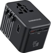 Kelioninis kištukinis adapteris visame pasaulyje, universalus kelioninis adapteris visame pasaulyje su 3 USB C (PD 45W) ir 2 USB A ir 1x kintamosios srovės, tarptautinis kištukinis adapteris su greitu įkrovimu ES, JK, JAV, Australijai