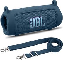 Khanka JBL Flip 7 silikoninis dėklas su nuimamu dirželiu per petį, smūgiams atsparus minkštas dėklas JBL Flip 7 nešiojamajai "Bluetooth" kolonėlei, tik dėklas (mėlynas)