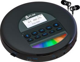 KLIM Nomad CD grotuvas Bluetooth - Tragbarer CD-Player Discman mit langlebigem Akku - Inklusive Kopfhörer - CDR, CDRW, MP3 - Mit TF-Reader, Radio FM - Ideal für Autos - Schwarz Blau