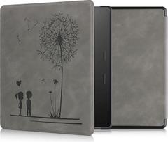 kwmobile dėklas, suderinamas su "Amazon Kindle Oasis 10th Generation" - dirbtinės odos elektroninė skaityklė - Dandelion Love Grey