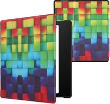 kwmobile Flip Case Compatible with Amazon Kindle Oasis 10th Generation Case - eReader Case - Rainbow Cube Multicoloured Green Blue