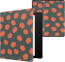 kwmobile Flip Case Compatible with Amazon Kindle Oasis 10th Generation Case - eReader Case - Small Pumpkins Orange Green Light Green