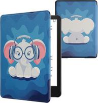 kwmobile Flip Case Compatible with Amazon Kindle Paperwhite 11th Generation 2021 Case - eReader Case - Cute Elephant Light Blue Dark Blue Grey