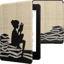 kwmobile Flip Case Compatible with Amazon Kindle Paperwhite 11th Generation 2021 Case - Flip Case for Kindle Paperwhite Case with Magnetic Closure - Reading Woman