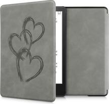 kwmobile Flip Case Compatible with Amazon Kindle Paperwhite 11th Generation 2021 Case - Flip Case for Kindle Paperwhite Faux Leather Case - Brush Hearts