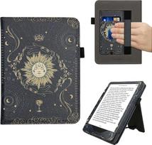 kwmobile Flip Cover Compatible with Amazon Kindle Paperwhite (2024)/Colorsoft - dėklas su riešo dirželiu Taro kortos Tamsiai mėlyna Geltona Juoda