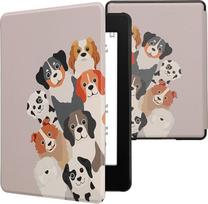 kwmobile Klapphülle kompatibel mit Amazon Kindle Paperwhite 11. Generation 2021 Hülle - Flipcase für Kindle Paperwhite Hülle mit Magnetverschluss - Lustige Hunde