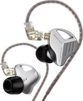 KZ ZVX HiFi In-Ear monitoriaus ausinės Dvigubos dinaminės ausinės su nuimamu OFC plokščiu kabeliu, 2 kontaktų 0,75 mm, skirtos audiofilams, kompiuteriui, MP3 MP4 (su mikrofonu, sidabrinės spalvos)